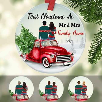 Personalized Red Truck Couple First Christmas Ornament - Thegiftio UK