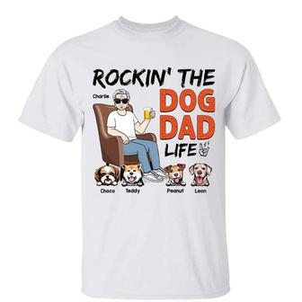 Rockin' Dog Dad Life Sitting Man Custom T-Shirt - For Dad - Thegiftio UK