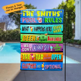 Personalized Pool Bar Rules Flag for Garden Lovers - Thegiftio UK