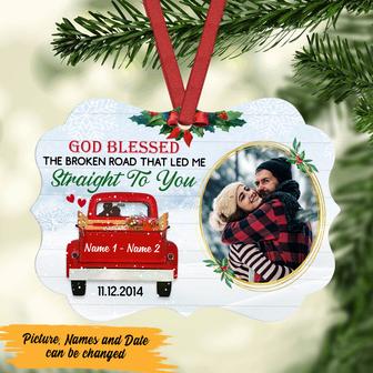 Personalized Love Couple Red Truck Christmas Benelux Ornament NB125 87O47 - Thegiftio UK