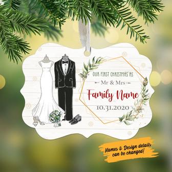 Personalized Our First Christmas Married MDF Ornament - Thegiftio