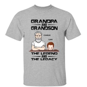 Grandpa And Grandson Granddaughter The Legend Custom T-Shirt - Thegiftio UK