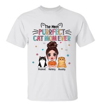 The Most Purrfect Cat Mom Ever Custom T-Shirt - Thegiftio UK