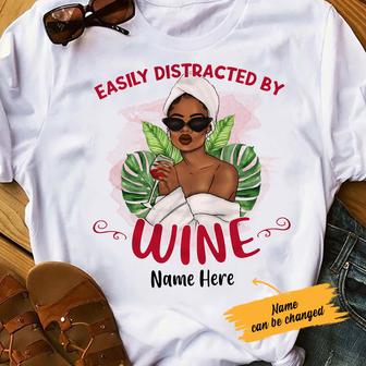 Personalized Distracted BWA Wine T Shirt - Thegiftio UK