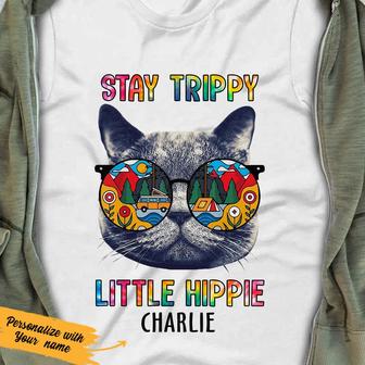 Personalized Hippie Cat White T Shirt - Thegiftio
