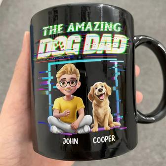 3D Effect Glitch Signal The Amazing Dog Dad Custom Mug - Thegiftio UK