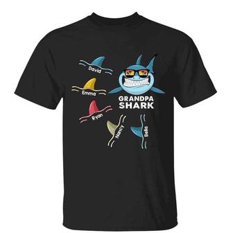 Dad Grandpa Shark Retro Custom T-Shirt - Gift for Dad - Thegiftio UK