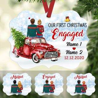 Personalized Red Truck Couple First Christmas MDF Ornament - Thegiftio UK