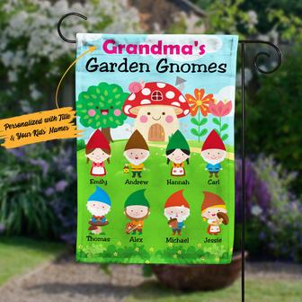 Personalized Garden Flag for Grandma Gnomes Lovers - Thegiftio UK