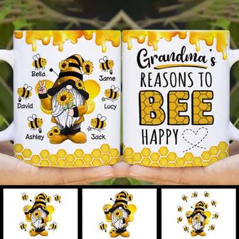 Gnome Grandma's Reason To Bee Happy Custom Mug - Thegiftio UK