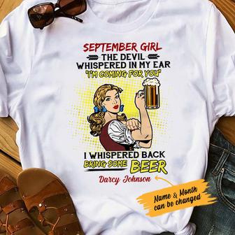 Personalized Beer Girl September Girl T Shirt - Thegiftio UK