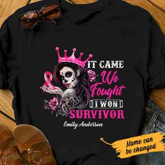 Personalized I Won Skull Girl Breast Cancer T Shirt - Thegiftio UK