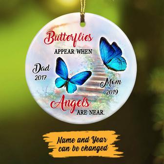 Personalized Christmas Memorial Mom Dad Butterfly Heaven Ornament, Butterflies Appear When Angels Are Near - Thegiftio UK