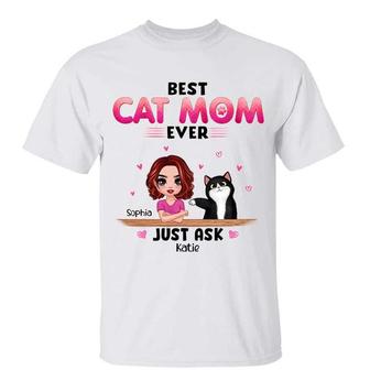 Best Cat Mom Ever Doll Woman Fluffy Cat Custom T-Shirt - Thegiftio UK