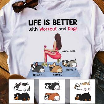 Personalized Life Better With Workout And Dog T Shirt - Thegiftio UK