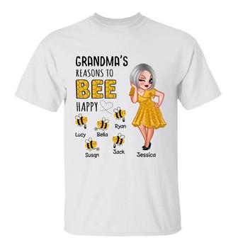 Sassy Woman Mom Grandma Reason Bee Happy Custom T-Shirt - Thegiftio UK
