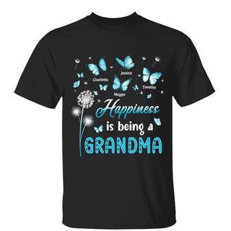 Happiness Is Being Grandma Blue Dandelion Custom Shirt - Thegiftio UK