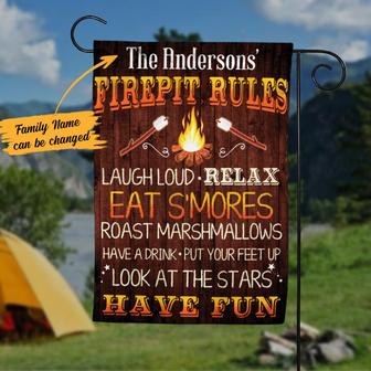 Personalized Fire Pit Rules Garden Flag for Home - Thegiftio UK