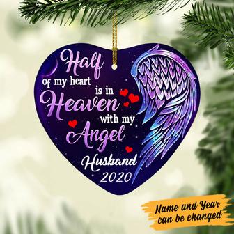 Personalized Husband Gift, Wife Gift, Mothers Day, Fathers Day, Heaven, Memorial Wings Angel Heart Ornament - Thegiftio