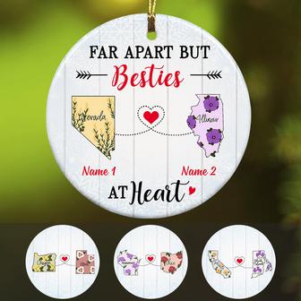 Personalized Besties At Heart Long Distance Ornament OB94 30O47 - Thegiftio UK