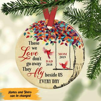 Personalized Cardinal Appear Ornament, Remembrance Ornament, Family Tree Memorial, Cardinal Memorial Mom Dad Circle Ornament - Thegiftio UK
