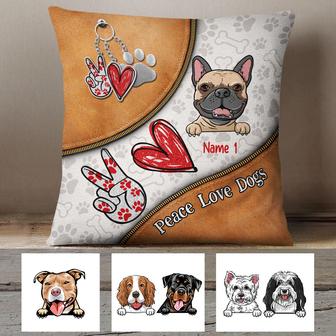 Personalized Love Peace Dog Pillow TID - Thegiftio UK