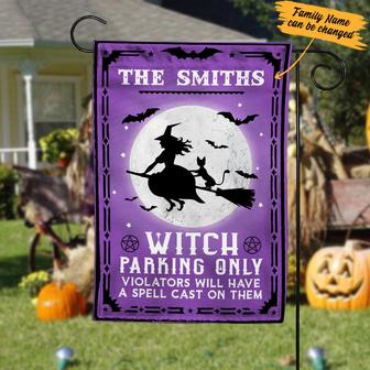 Personalized Witch Parking Only Garden Flag for Halloween - Thegiftio UK
