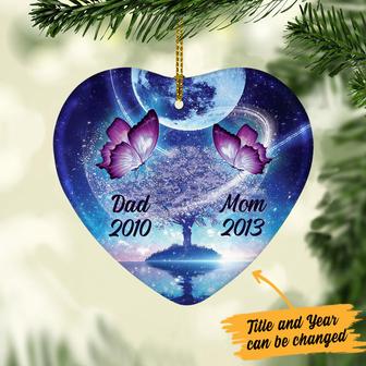 Personalized Butterfly Memorial Mom Dad Heart Ornament - Thegiftio UK