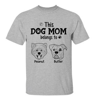 Dog Mom Dad Belongs To Dog Head Outline Custom T-Shirt - Thegiftio UK