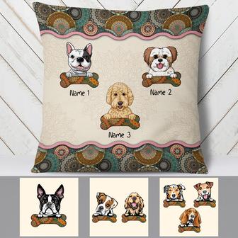 Personalized Dog Peeking Mandala Pillow TID - Thegiftio UK