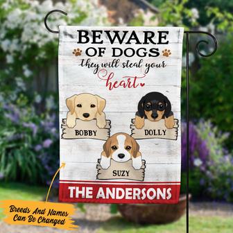Personalized Beware Of Dog Garden Flag for Pet Owners - Thegiftio UK
