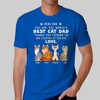 Dear Dad Cartoon Sitting Cats Personalized T-Shirt - Thegiftio UK