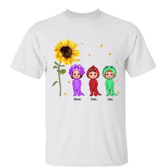 Sunflower Dinosaur Kids Personalized T-Shirt - Gift for Kids - Thegiftio UK
