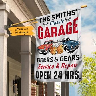 Personalized Garage Classic Beers & Gears Flag - Thegiftio UK