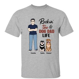 Rockin' Dog Dad Life Man & Sitting Dog Custom T-Shirt - Gift - Thegiftio UK