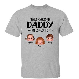 Daddy Belongs To Doll Peeking Kids Custom T-Shirt - Thegiftio UK