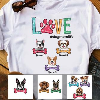 Personalized Love Dog Mom Life T Shirt - Thegiftio UK