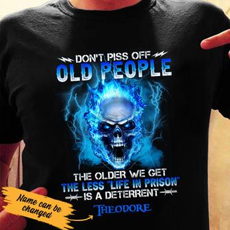 Personalized Skull Old People T Shirt - Thegiftio UK