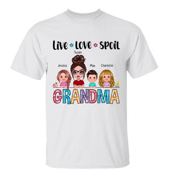 Live Love Spoil Doll Grandma And Grandkids Custom T-Shirt - Thegiftio UK