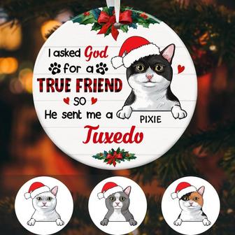 Personalized I Asked God Cat Christmas Ornament - Thegiftio