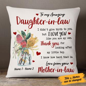 Personalized Mom Daughter In Law Flower Pillow - Thegiftio UK