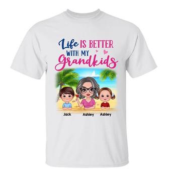 Life Is Better With Grandkids Custom T-Shirt - Grandma Gift - Thegiftio UK