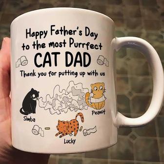 Happy Father’s Day Toilet Paper Cats Custom Mug - For Dad - Thegiftio UK