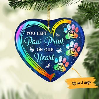 Personalized You Left Paw Prints on My Heart Dog Memorial Ornament Heart Ornament - Thegiftio UK
