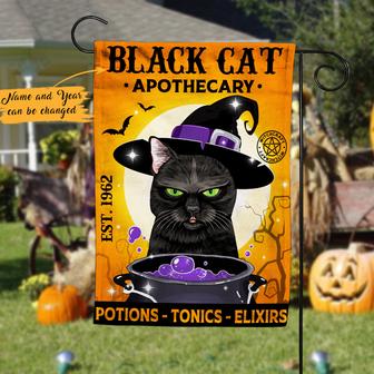 Personalized Black Cat Garden Flag for Halloween Lovers - Thegiftio UK