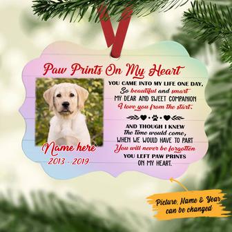 Personalized Dog Cat Loss Memorial Left Paw Prints On My Heart Benelux Ornament NB201 87O36 - Thegiftio UK