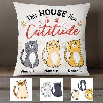 Personalized Cat This House Has Catitude Pillow TID - Thegiftio