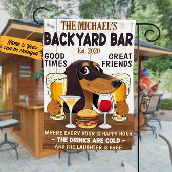 Personalized Dachshund Dog Backyard Bar Flag - Thegiftio UK