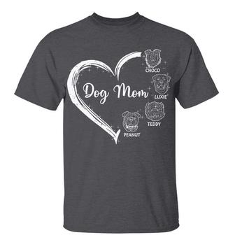 Dog Mom Heart Simple Dog Head Outline Custom T-Shirt - Gift - Thegiftio UK