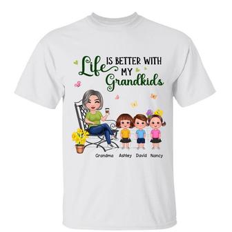 Doll Grandma Sitting With Grandkids Personalized T-Shirt - Thegiftio UK